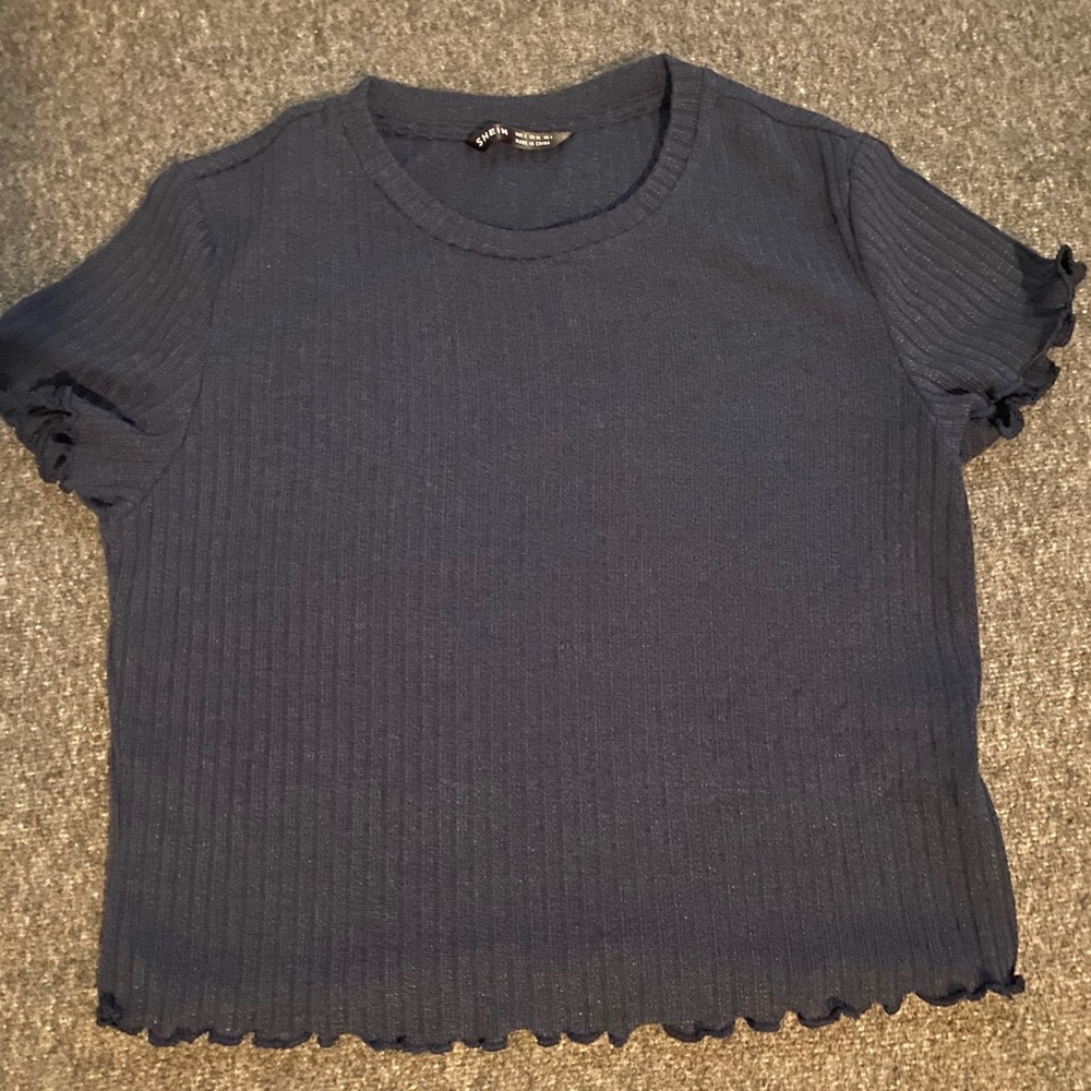 Blue Ribbed Blouse - Picture 2 of 2